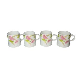 Charming Floral Ceramic Mug Set - Pink and Green